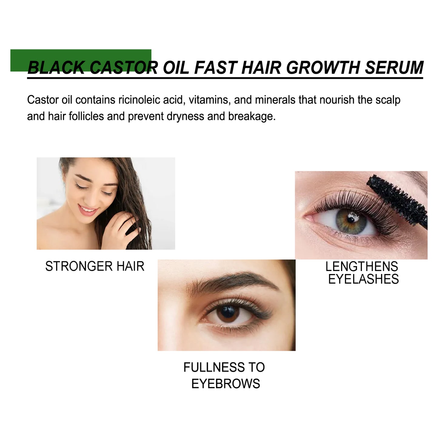 Castor Oil Hair Enhancing Serum, Nourishes Strengthens Thickens Hair And Prevents Hair Loss Hair Care Serum