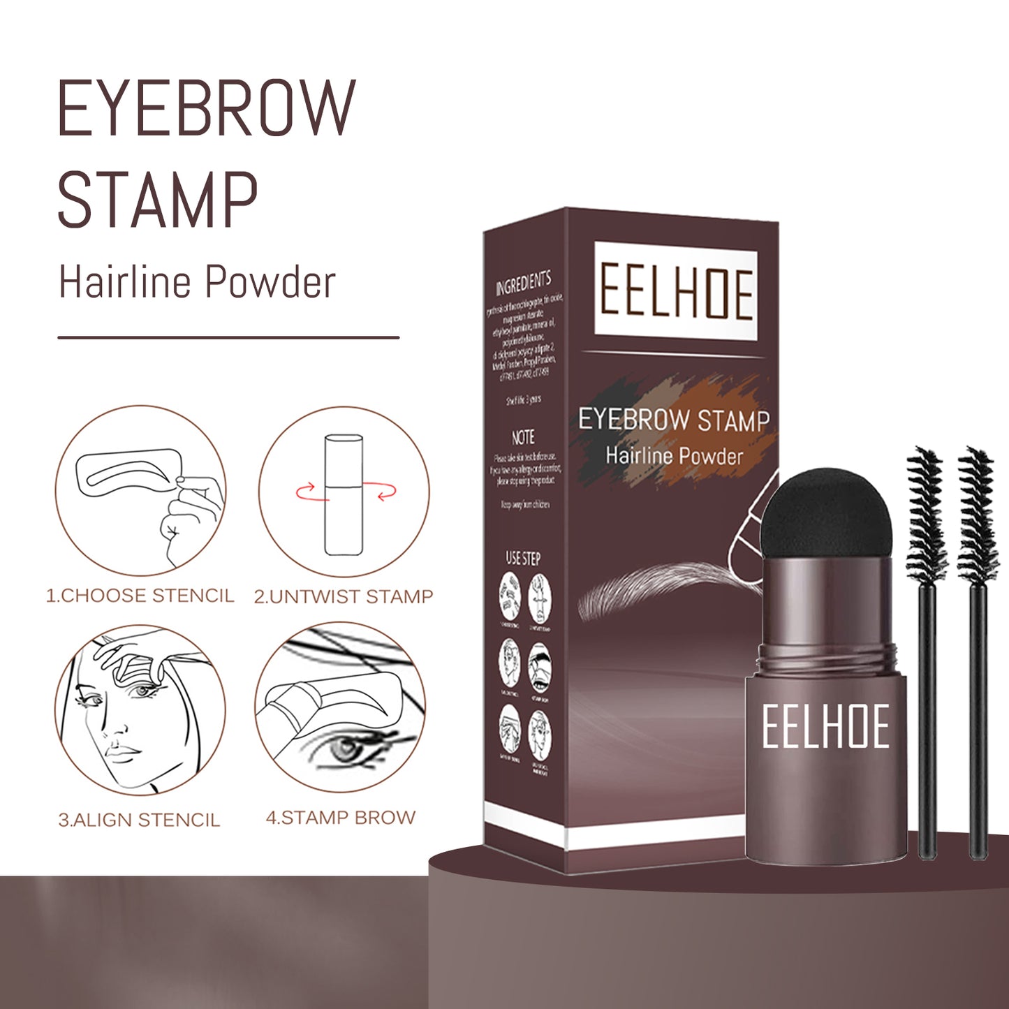 Eyebrow Stamp, Lazy Eyebrows Fill Makeup Eyebrow Cake Waterproof Hairline Powder