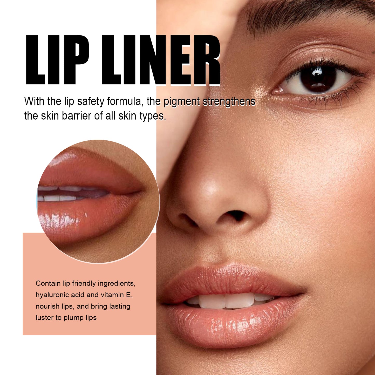 Peel Lip Liner, Outline Lip Shape Lip Color Waterproof Non-Smudging Peel Lip Liner Lip Brush